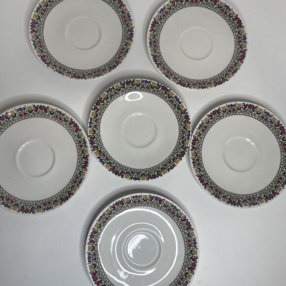 Royal Doulton Fireglow Coffee Tea Cup and 6 Saucers 1970's England Vintage - Picture 6 of 10